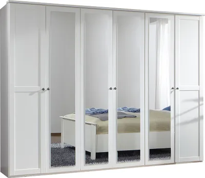 Produktbild von Kleiderschrank 270cm, 6-türig, weiß mit Spiegeltüren, CROPANI-43