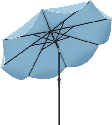 Zdjęcie produktu dla COSTWAY parasol 270 cm, parasol ogrodowy z 8 żebrami, korbką i falbaną, składany pod kątem 25° z obu stron, parasol na taras, parasol ogrodowy granatowy