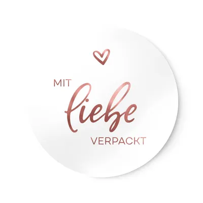 Produktbild von NORDEULE® Mit Liebe Verpackt Aufkleber im Set | Selbstklebende runde Etiketten mit Herz | Sticker ideal für Geschenke Verpackung DIY Handmade Produkte