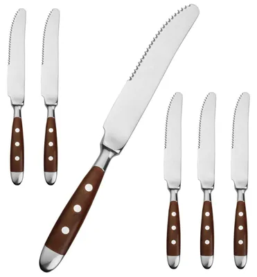 Immagine prodotto di Solidchoice - Set di 6 coltelli da bistecca con manici in legno