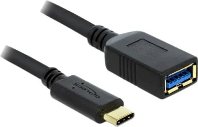 Produktbild von Delock Usb C Auf Usb A 3.1 M/f Adapter 15 Cm Schwarz  Schwarz One Size