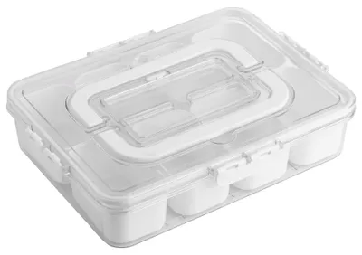 Produktbild von Snackbox mit Deckel 8 Fächer Vorratsbox luftdicht stapelbar 3,8 L