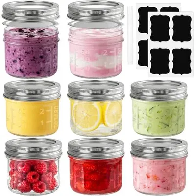 Produktbild von Einmachgläser mit Schraubdeckel, 8 Stück, 120 ml, Vorratsgläser für Marmelade und Lebensmittel