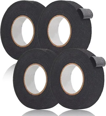 Produktbild von Famanu Gewebeband 4 Stück - Schwarz - Selbstklebendes Gewebe - Isolierband für Autobatteriekabel (19 mm x 15 m)