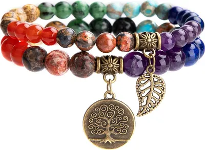 Produktbild von ALSTER HERZ® Armband Set Damen Chakra Armband, Yoga Armband, Lebensbaumanhänger, bunt, ideal als Geschenk für Frauen, J0452