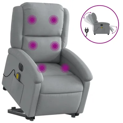 Produktbild von vidaXL Elektrischer Massagesessel mit Aufstehhilfe Hellgrau Stoff