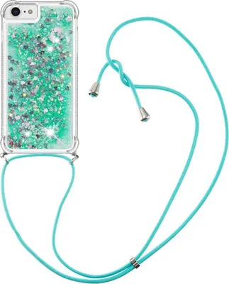 Produktbild von iPhone SE (2022/2020), iPhone 8 / 7 Hülle - Coverup Liquid Glitzer Back Cover mit Handykette - Grün