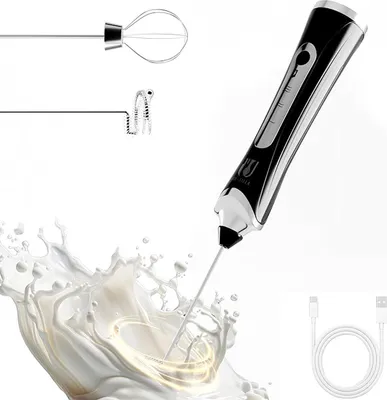 Produktbild von 2-in-1 Milchaufschäumer und Eiermixer Handgerät 3-Geschwindigkeiten für Latte Macchiato, Cappuccino und Kakao