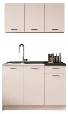 Produktbild von MIRJAN24 Küche Eco 120, Küchenzeile, 4 Schrank-Module frei kombinierbar, Küche-Set (Cashmere / Cashmere + Schwarz)