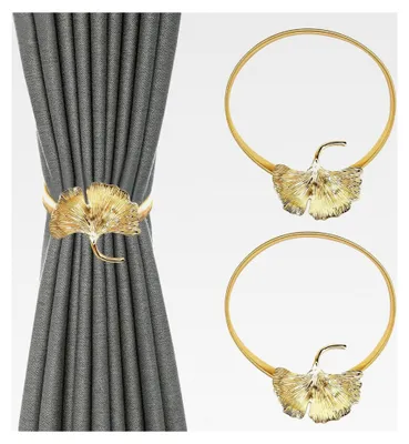 Produktbild von 2 Stück Verstellbare Raffhalter Gold für Vorhänge