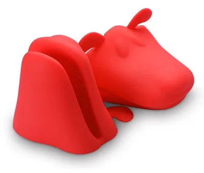 Imagen del producto de Guantes de silicona resistentes al calor con diseño de perro, juego de dos unidades