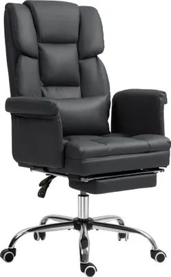 Produktbild von Ergonomischer Bürostuhl, höhenverstellbar 48-56 cm, neigbare Rückenlehne, Fußstütze, Schwarz