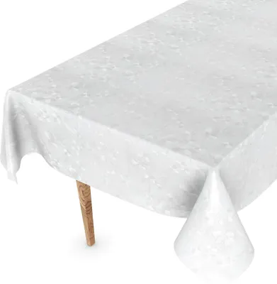 Produktbild von Tischdecke Wachstuchtischdecke Gartentischdecke Wachstischdecke  Blumen Weiß Wasserabweisend Breite 140 cm Länge 220 cm mit Schnittkante