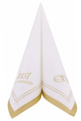 Produktbild von Airlaid Serviette Just Married in Gold, 40 x 40 cm, 50 Stück - APARTina