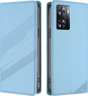 Image de Etui pour Oppo A57 4G/A77 4G/A57S 4G/A57e 4G/A77S 4G, étui portefeuille en cuirPolyuréthaneavec fente pour cartes et fonction stand Hellblau