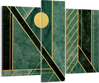 Produktbild von Bild auf Leinwand - Leinwandbild - 3 Teile - Grün Stück geometrisch - 95x80cm - Wand Bild - Wanddeko - Wandbilder - Leinwanddruck - Bilder - Wanddekoration - Leinwand bilder - Wandbild - CB95x80-4797
