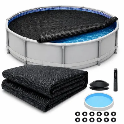Produktbild von Mucola Poolfolie Solarplane Solarfolie Poolheizung Solarheizung Wärmeplane Einbaubecken Quick-Up-Pools Stahlwandbecken - Schwarz Ø 366cm