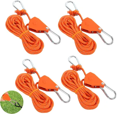 Produktbild von 4 Stück Abspannseile mit Seilspanner, 4 m lange Abspannseile für Camping, verstellbare Ratschen mit Haken in Orange