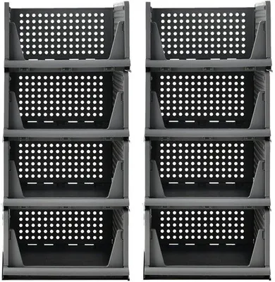 Immagine prodotto di Scaffali impilabili in plastica, grigi, 43x33x72 cm, organizer