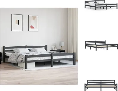 Produktbild von vidaXL Massivholzbett Dunkelgrau Kiefer 200x200 cm -  Betten & Bettgestelle