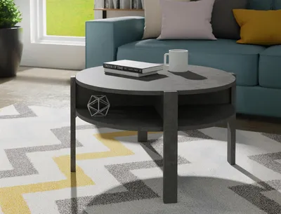 Produktbild von Couchtisch Kaffeetisch Sofatisch Wohnzimmertisch Beistelltisch Tisch "Topiros I" Betonoptik Dunkelgrau