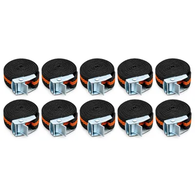 Produktbild von 10er Set Spanngurte mit Klemmschloss 2,5 cm x 2,5 m Zurrgurte zur Ladungssicherung Gepäckgurte Befestigungsgurte