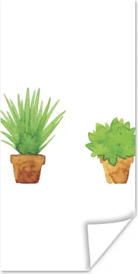 Produktbild von MuchoWow® Poster Blumentopf - Aquarell - Pflanzen 60x120 cm - Wandschmuck