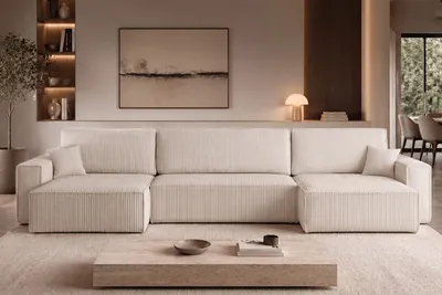 Produktbild von Kaiser Möbel Ecksofa mit schlaffunktion und bettkasten, Eckcouch BEST U XL  stoff Poso Beige