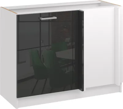 Produktbild von Roe Furniture | Küchenunterschrank 85 cm - Schwarz – Schwarz Glänzend - Kücheneckschrank - Ohne Arbeitsplatte - Unterschränke Küche - DPP