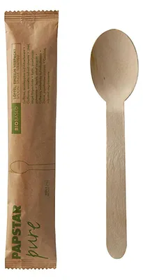 Produktbild von 50x Holzlöffel aus Holz 160 mm natur einzeln verpackt im Papierbeutel