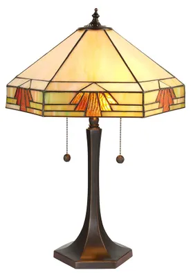 Obrázek produktu pro Stolní lampa Art Deco NEVADA, bronzová, 2xE27, 20W, sklo, rozměry: 56x40x40 cm, IP20, styl Tiffany