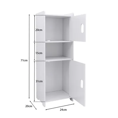Image de Armoire de salle de bain avec 2 portes et compartiment ouvert 24x20x71cm blanc