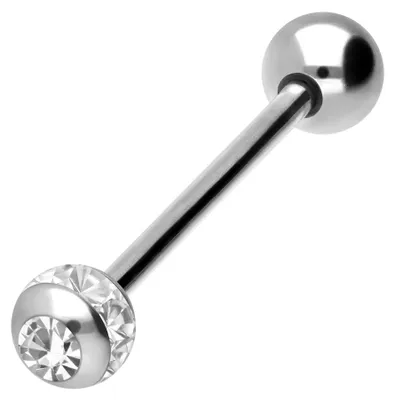 Produktbild von Zungenpiercing, Intim-Piercing Titan Barbell EPOXY-RING-KUGEL + KRISTALL + TITAN-KUGEL