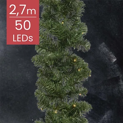 Produktbild von Everlands Girlande grün 270cm lang - 50 LEDs - 270x12 cm