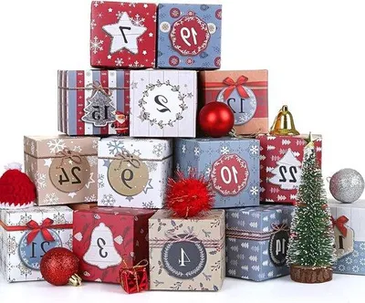 Obrázek produktu pro Adventní kalendář pro vyplnění 24 krabic, ideální pro vánoční dekoraci a překvapení