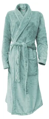 Produktbild von LINNICK Flanell Fleece Bademantel Uni - zartgrün - M
