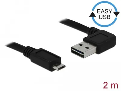 Image de Delock 83383 USB Kabel Delock A -> Micro-B St/St 2.00m 90°sw Easy USB