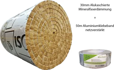 Produktbild von Isover Climcover Lamella Mat ML3 - Hochleistungs-Dämmung 30mm für Klima/Lüftung + 50m Aluklebeband, 4,8qm