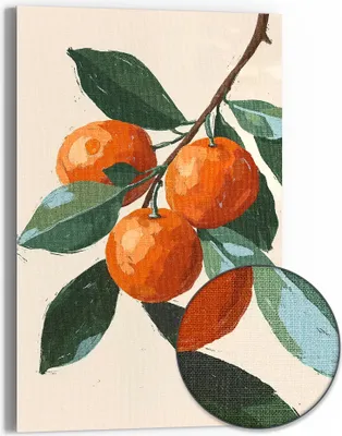 Produktbild von DEQORI Hybrid Leinwand Bild 60x90 cm 'Orangenfrische' Wandbild Glas flach modern