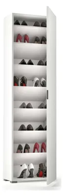 Produktbild von Mehrzweckschrank Fiordaliso, Linearschrank mit 1 Tür und 7 Einlegeböden, Eingangs - oder Badezimmersäule, Modernes Schuhregal, 100% Italy, 50x30h182 cm, Weiß