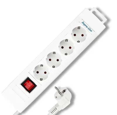 Productafbeelding van REV 0014412113: Wandcontactdoos met schakelaar, 4-voudig, wit, met aardingscontact (0014412113)