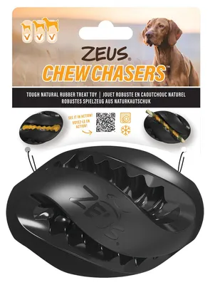 Obrázok produktu pre Hračka pre psov Zeus Chew Chasers, forma rugbyového lopty, určená na žuvanie, rozmery: 12,5 cm