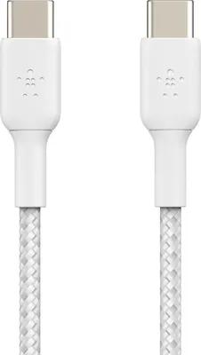 Productafbeelding van 1x Belkin gevlochten kabel, PVC, 2 meter, USB-C/USB-C, wit, CAB004bt2MWH2PK