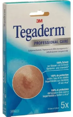 Produktbild von 3M™ Tegaderm™ Film,Praxispackung, Verbandgröße: 4,4 cm x 4,4 cm | Packung (5 Stück)