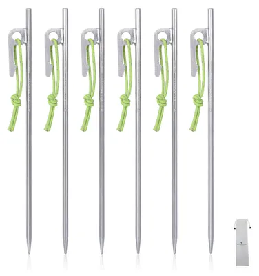 Obrázok produktu pre Stanové kolíky 20 cm, titánová zliatina, 6 ks, pre tvrdý podklad, pre kempovanie