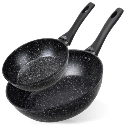 Image de Vilde | Poêles 2 pcs - Ø 20/28 cm - Aluminium - Antiadhésif - GRANITICA