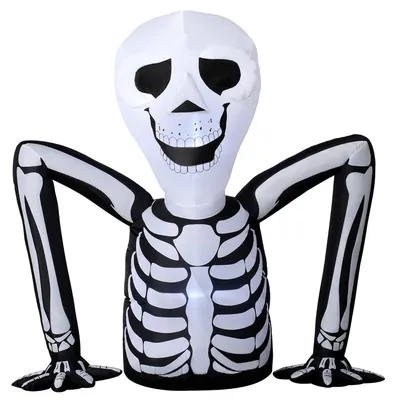 Productafbeelding van Opblaasbaar Halloween-skelet dat uit de grond kruipt, met ledverlichting, griezelige decoratie voor binnen en buiten.