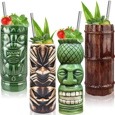 Image de Omgoods - Ensemble de 4 verres Tiki pour cocktails et fêtes