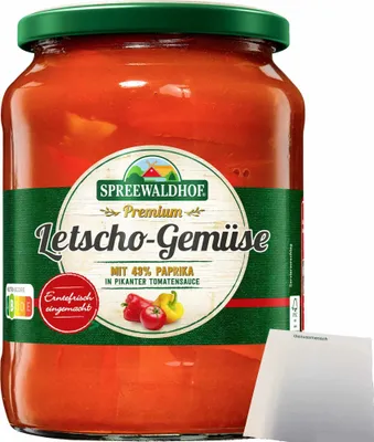 Produktbild von Spreewaldhof Premium Letscho-Gemüse ungarischer Art (720ml Glas) + usy Block