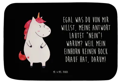 Produktbild von Mr. & Mrs. Panda Badematte Einhorn Wut - Schwarz - Geschenk, Badteppich, Spaß, Unicorn, Lustig, duschmatte, Einhörner, Badvorleger, Duschvorleger, Badezimmerteppich